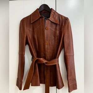 Vintage Gant Brown REAL leather blazer style jacket